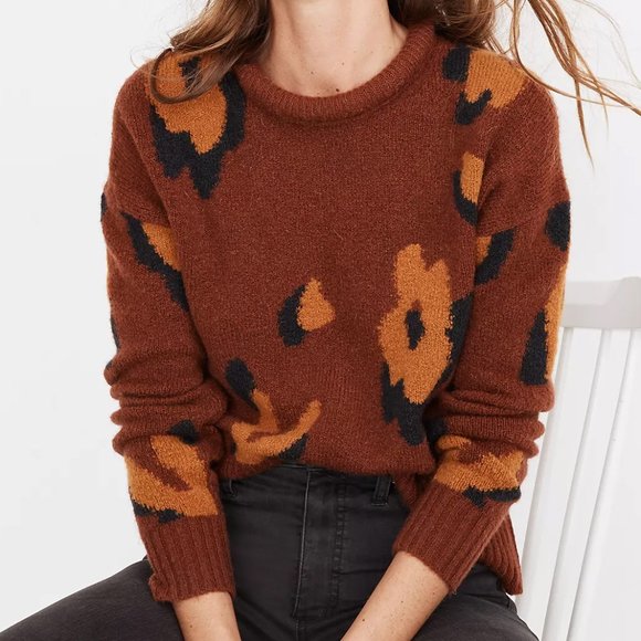 Madewell Sweaters - Madewell Leopard Intarsia Fulton Pullover Sweater